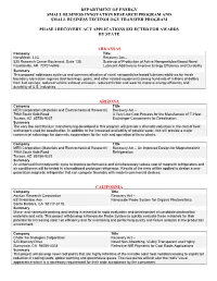 Department of Energy Small Business Innovation Research Program and Small Business Technology Transfer Program