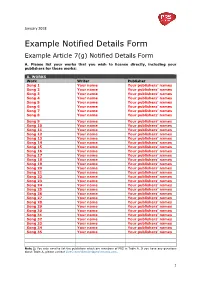 Example Notified Details Form Example Article 7(G) Notified Details Form