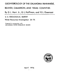 Geohydrology of the Oklahoma Panhandle Beaver, Cimarron And