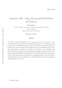 Geometry of R + × E3(3) Exceptional Field Theory and F-Theory Arxiv:1901.08295V1 [Hep-Th] 24 Jan 2019