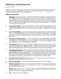 Minor League Rule Variations
