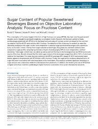 Sugar Content of Popular Sweetened Beverages Based on Objective Laboratory Analysis: Focus on Fructose Content Emily E
