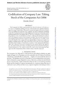 Taking Stock of the Companies Act 2006 Deirdre Ahern*