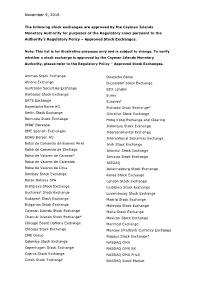 The List of Approved Stock Exchanges