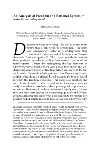 An Analysis of Freedom and Rational Egoism in Notes from Underground