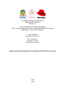 Automata-Based Formal Analysis and Veriﬁcation of the Real-Time Linux Kernel