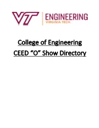 College of Engineering CEED “O” Show Directory