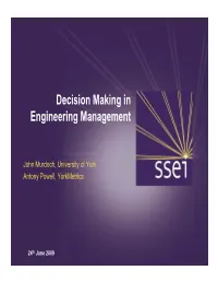 Decision Making in Engineering Management