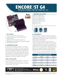 ENCORE™/ST G4 PROCESSOR UPGRADE CARD for POWER MAC® G4s