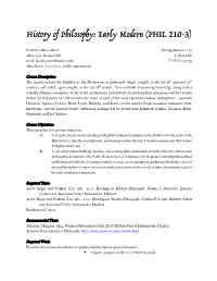 History of Philosophy: Early Modern (PHIL 210-3)