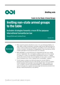 Inviting Non-State Armed Groups to the Table