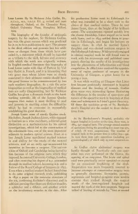 Lord Lister Ranks with That of Pasteur by Val- Coagulation