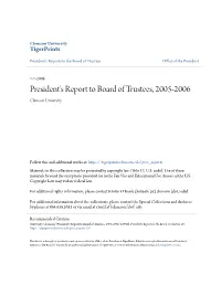 President's Report to Board of Trustees, 2005-2006 Clemson University