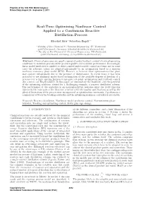 Real-Time Optimizing Nonlinear Control Applied to a Continuous Reactive Distillation Process