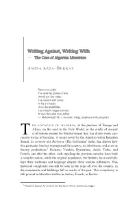 Writing Against, Writing with — the Case of Algerian Literature