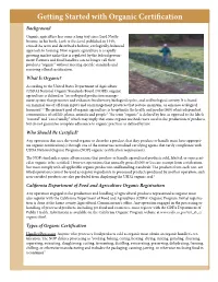 Getting Started with Organic Certification