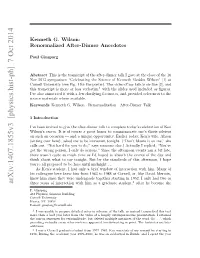Kenneth G. Wilson: Renormalized After-Dinner Anecdotes