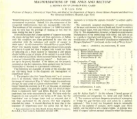 Malformations of the Anus and Rectum* a Report on 85 Consecutne Cases J