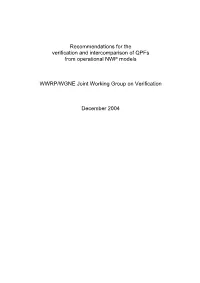 Recommendations for the Verification and Intercomparison of Qpfs from Operational NWP Models