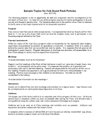 Sample Topics for Cub Scout Pack Policies (Rev