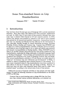 Some Non-Standard Issues on Lisp Standardization