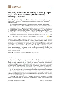 The Study of Reactive Ion Etching of Heavily Doped Polysilicon Based on Hbr/O2/He Plasmas for Thermopile Devices