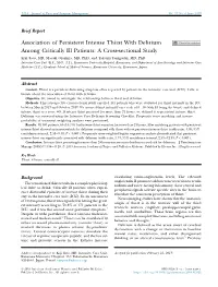 Association of Persistent Intense Thirst with Delirium Among Critically Ill