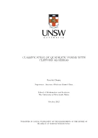 Classification of Quadratic Forms with Clifford Algebras