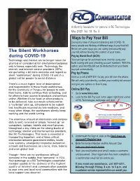Communicator a Monthly Newsletter for Patrons of RC Technologies May 2020 Vol
