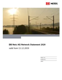 DB Netz AG Network Statement 2020 Valid from 15.12.2019