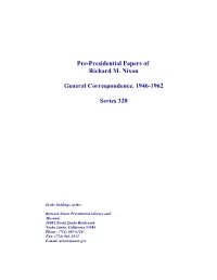 Folder Title List for Series 320 of the Nixon Pre-Presidential Papers