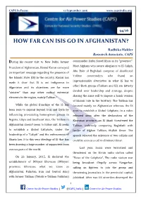 How Far Can Isis Go in Afghanistan?
