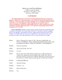 Interview with Peter Rafferty # VRV-A-L-2011-064.01 Interview # 1: December 15, 2011 Interviewer: Mark Depue