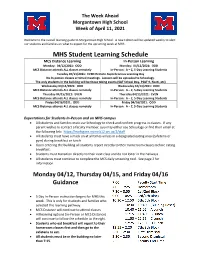 MHS Student Learning Schedule