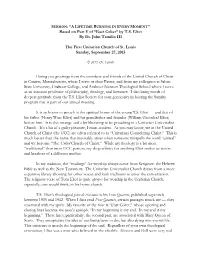 SERMON: “A L Based on Part V of “East Coker” by T.S. Eliot by Dr. John Tamilio III the First Unitarian Church of St. Louis