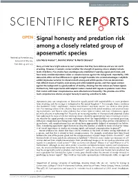 Signal Honesty and Predation Risk Among a Closely Related Group Of