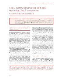 Social Systems Intervention and Crisis Resolution. Part 1: Assessment Christopher Bridgett & Paul Polak