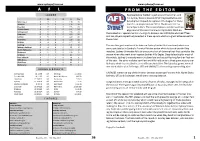A F L from the EDITOR LADDER Representative Football Is Just Around the Corner, And