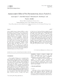 Antinociceptive Effect of Two Flavonoids from Aloysia Triphylla L