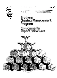 Brothers Grazing Management Program Environmental Impact Statement DRAFT