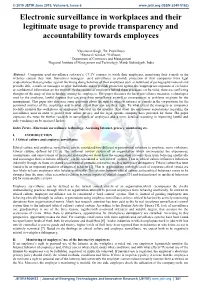 Electronic Surveillance in Workplaces and Their Legitimate Usage to Provide Transparency and Accountability Towards Employees