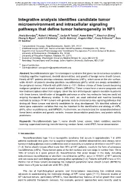 Integrative Analysis Identifies Candidate Tumor Microenvironment and Intracellular Signaling Pathways That Define Tumor Heterogeneity in NF1