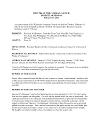 MINUTES of the COMMON COUNCIL in REGULAR SESSION February 14, 2012