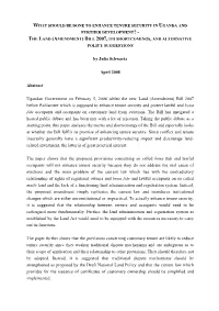 What Should Be Done to Enhance Tenure Security In