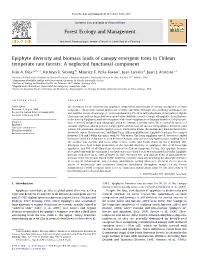 Epiphyte Diversity and Biomass Loads of Canopy Emergent Trees in Chilean Temperate Rain Forests: a Neglected Functional Component