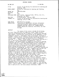 Journal of the Society for Accelerative Learning and Teaching, 1994. SPONS AGENCY Society for Accelerative Learning and Teaching, Inc