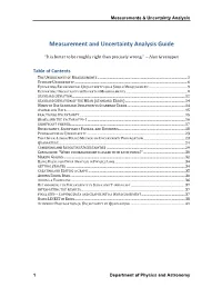 Measurements and Uncertainty Analysis