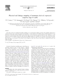 Physical and Linkage Mapping of Mammary-Derived Expressed Sequence Tags in Cattle