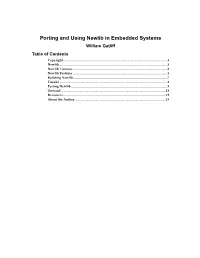 Porting and Using Newlib in Embedded Systems William Gatliff Table of Contents Copyright