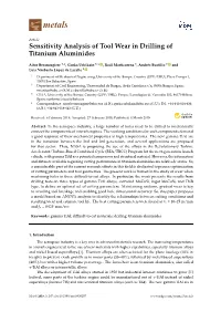 Sensitivity Analysis of Tool Wear in Drilling of Titanium Aluminides